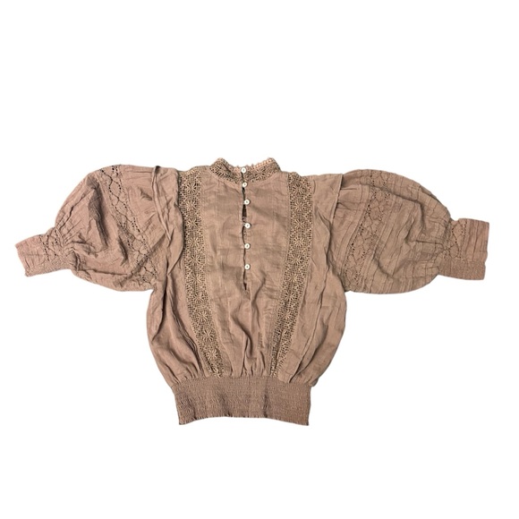 Free People Sydney blouse top brown taupe size XS - Picture 4 of 6